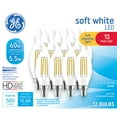 thumbnail image 1 of GE LED Light Bulbs, 60 Watt Replacement, Soft White, CA11 Decorative Candle Bulbs, 12pk, 1 of 9