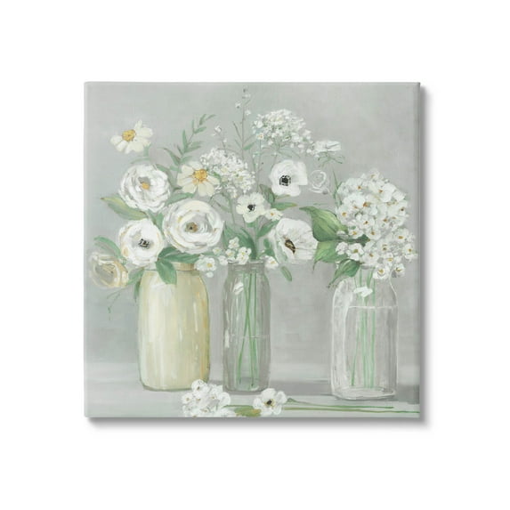 Soft White Mixed Floral Arrangement Botanical & Floral Graphic Art Gallery Wrapped Canvas Print Wall Art
