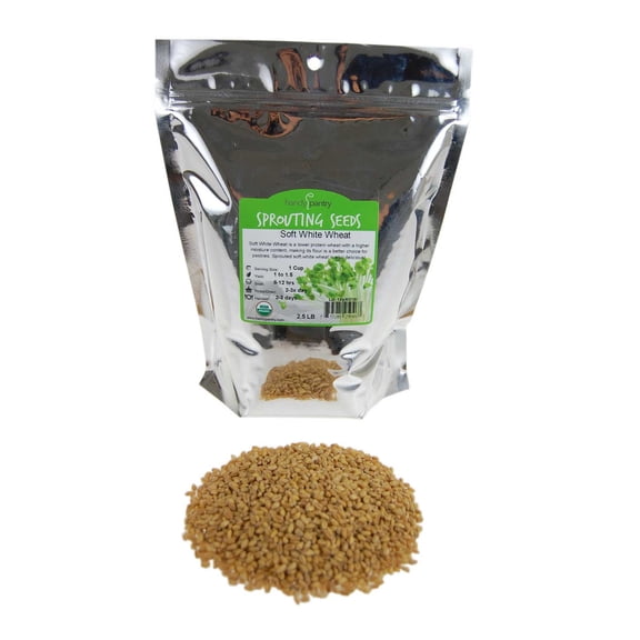 Soft White Wheat - Organic - 2.5 Lbs. Resealable Pouch - Handy Pantry Brand - Perfect for Food Storage, Flour, Baking, Sprouting & More
