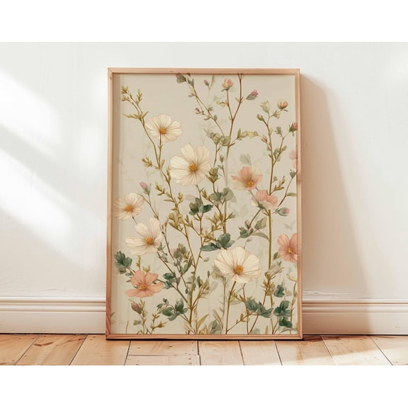 Soft Wildflower Cottagecore Botanical Wall Art Print, Unframed Paper Poster 16x20in