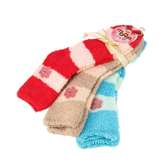 Soft Winter Fuzzy Plush Socks - 3 Pairs Set