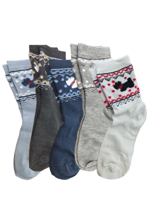 Soft Winter Warm Socks with Fair Isle Nordic Pattern Ideal for Calf Comfort