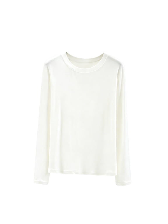 Soft Women's Modal Pajamas T-Shirts Long Sleeve Casual Lounge Top