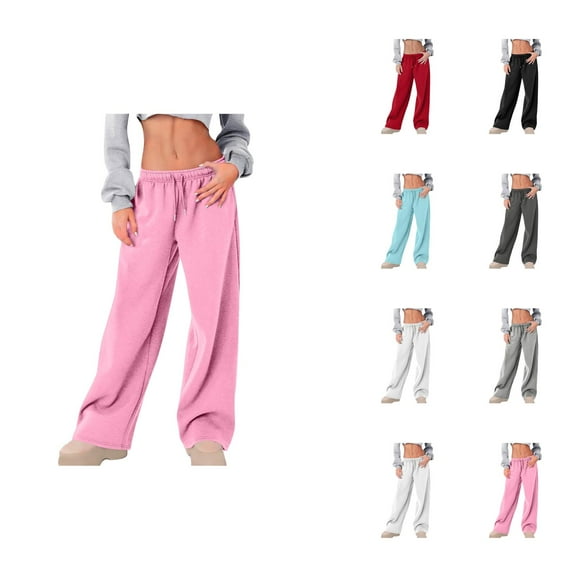 Soft Women's Winter Casual Wide Leg Sweatpants with Elastic Waistband for Comfortable Everyday Wear