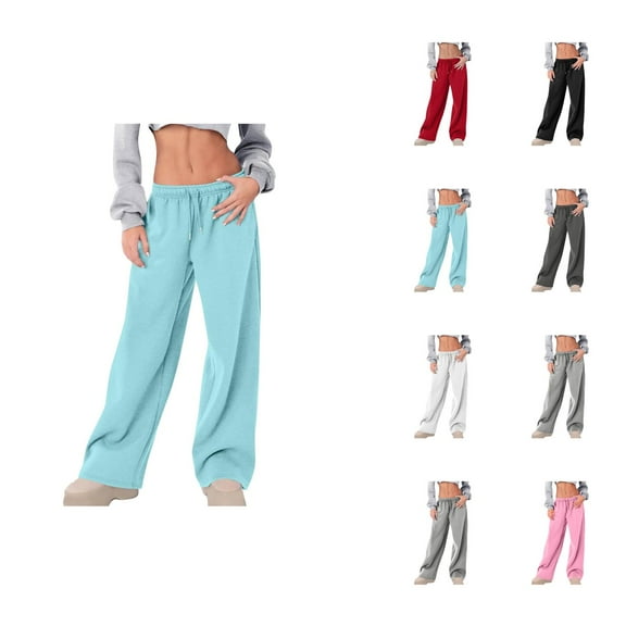 Soft Women's Winter Casual Wide Leg Sweatpants with Elastic Waistband for Comfortable Everyday Wear