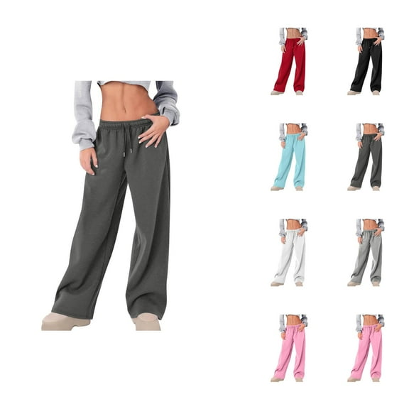 Soft Women's Winter Casual Wide Leg Sweatpants with Elastic Waistband for Comfortable Everyday Wear
