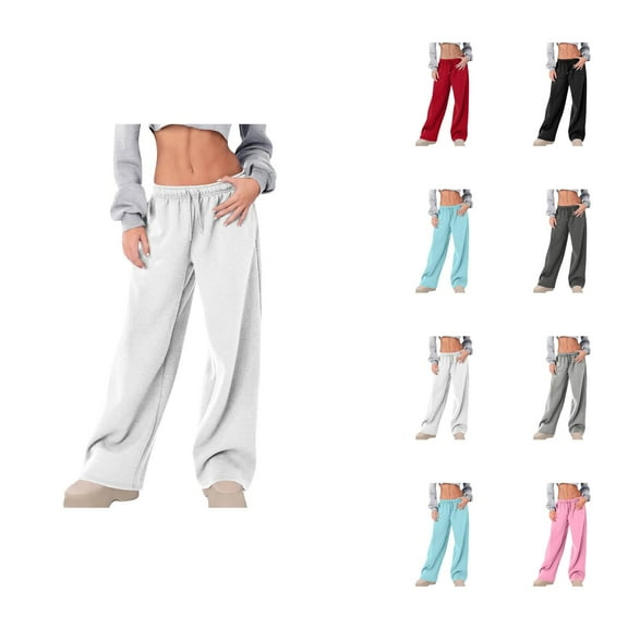 Soft Women's Winter Casual Wide Leg Sweatpants with Elastic Waistband for Comfortable Everyday Wear
