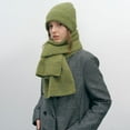 thumbnail image 1 of Soft Wool-Blend Knit Scarf & Hat Set - Warm Winter Two-Piece Accessory Collection for Men and Women,167x24/25x24 cm,Matcha Green, 1 of 25