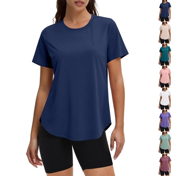 Soft Workout Tops for Women Sun Protection Shirt Quick Dry Athletic Running Hiking Travel Basic Tee Shirts