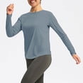 thumbnail image 1 of Soft Workout Tops for Women Sun Protection Shirts with Thumb Holes Quick Dry Running Hiking Rash Shirt Gray M(M), 1 of 8