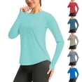 thumbnail image 1 of Soft Workout Tops for Women Sun Protection Shirts with Thumb Holes Quick Dry Running Hiking Rash Shirt Mint Green XL(XL), 1 of 8