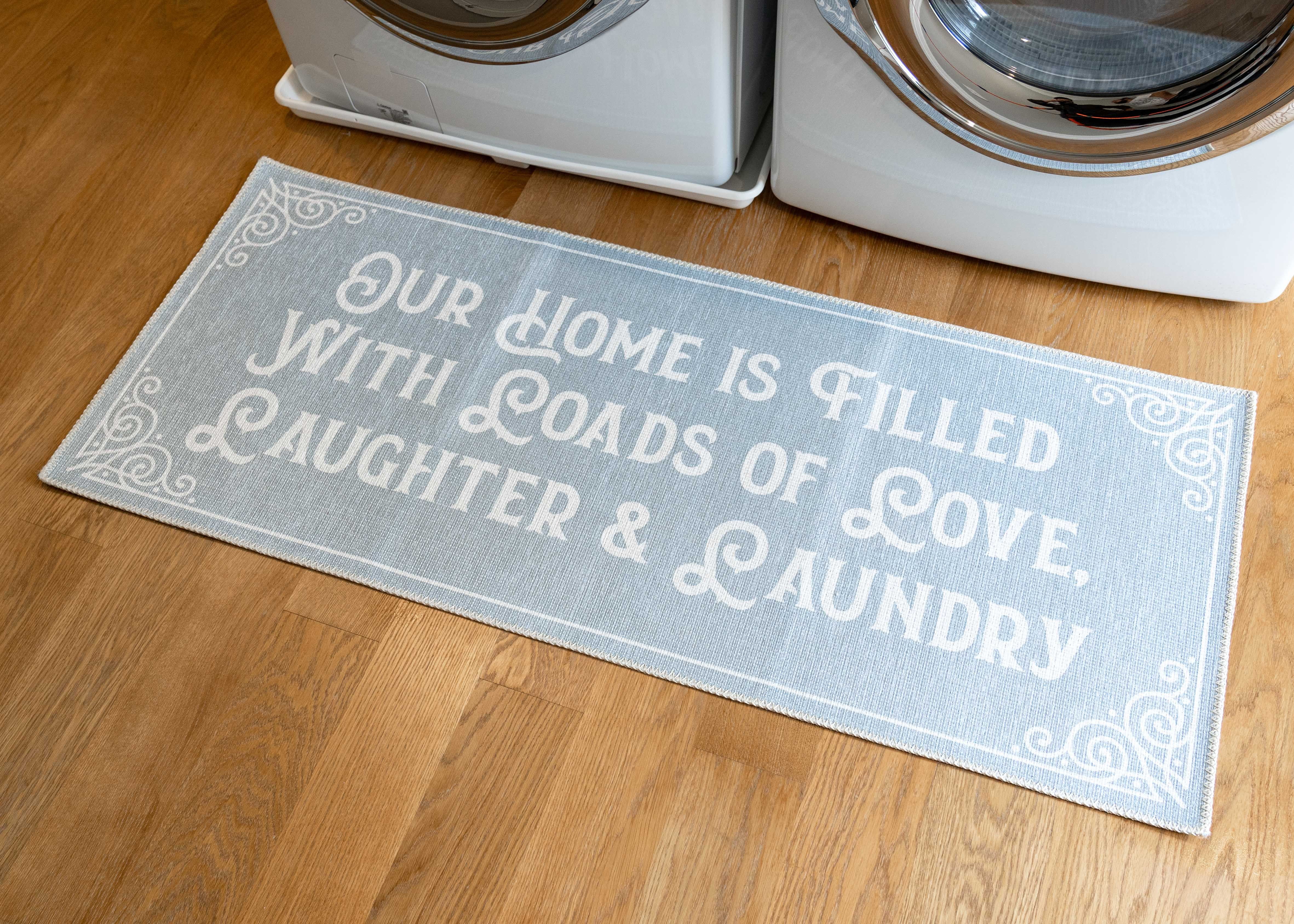 Soft Woven 24x56 Laundry Room Rug 85% Cotton Funny Non Skid Laundry Mats  Machine Washable Runner Laundry Our Home-Laughter 