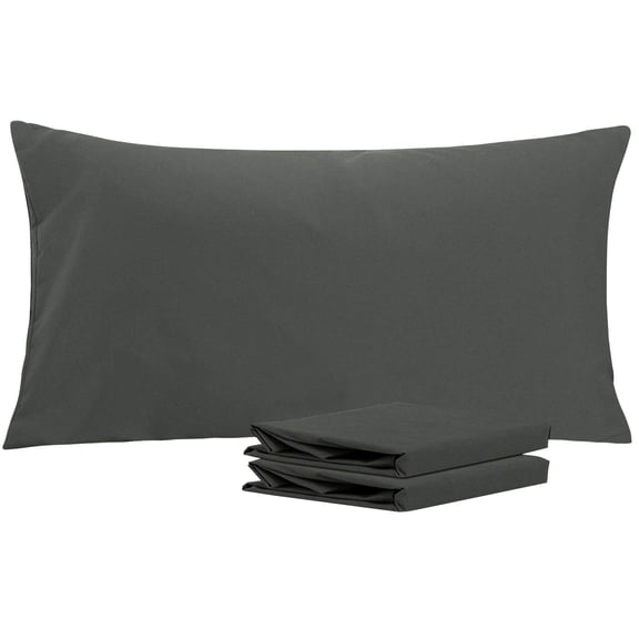 Soft & Wrinkle - Free Brushed Microfiber King Pillowcases - 2 - Pack, 20x36 Inches, Fade & Stain Resistant, Dark Grey, with Envelope Closure