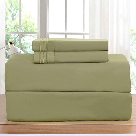 4-Piece 1500 Series Bed Sheets Soft, Comfortable, Perfect for Any Bedroom , King, Sage/Green
