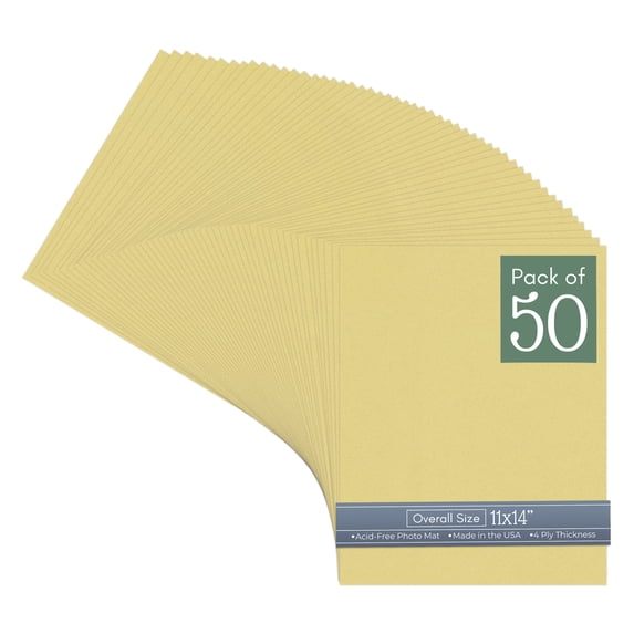 Soft Yellow 11x14 Uncut Art Mat Board - No Opening - 50 Mats