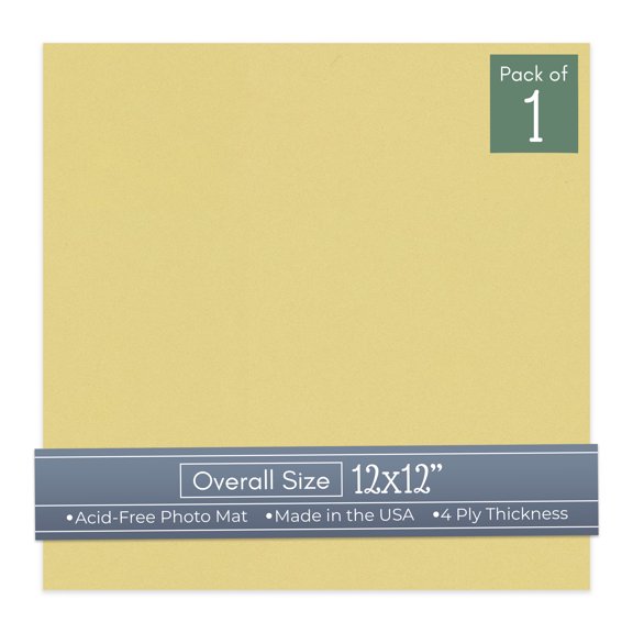 Soft Yellow 12x12 Uncut Art Mat Board - No Opening - 1 Mat