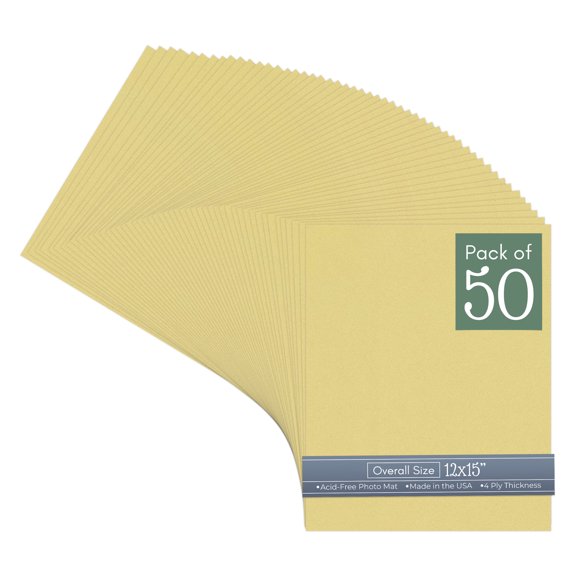 Soft Yellow 12x15 Uncut Art Mat Board - No Opening - 50 Mats