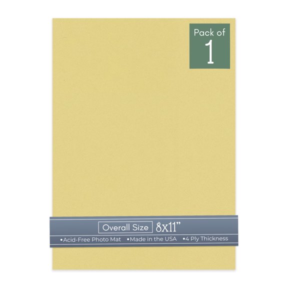 Soft Yellow 8x11 Uncut Art Mat Board - No Opening - 1 Mat