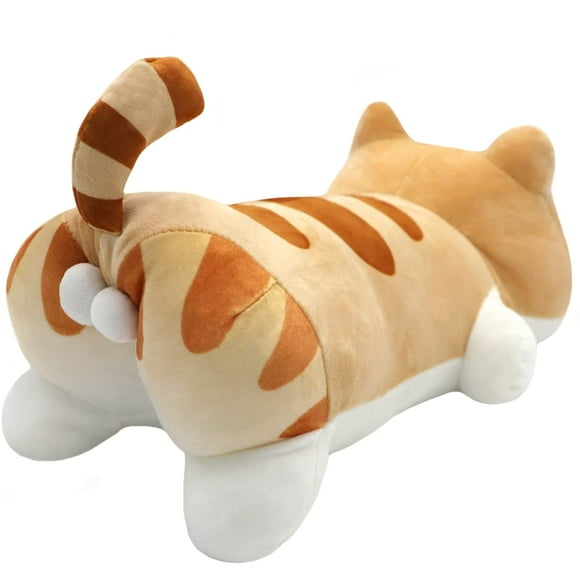 Soft Yellow Calico Cat Plush Hugging Pillow,Cute Orange Tabby Kitten Stuffed Toy,Cartoon Tiger Kitty Plushie Doll Gifts/15.7in
