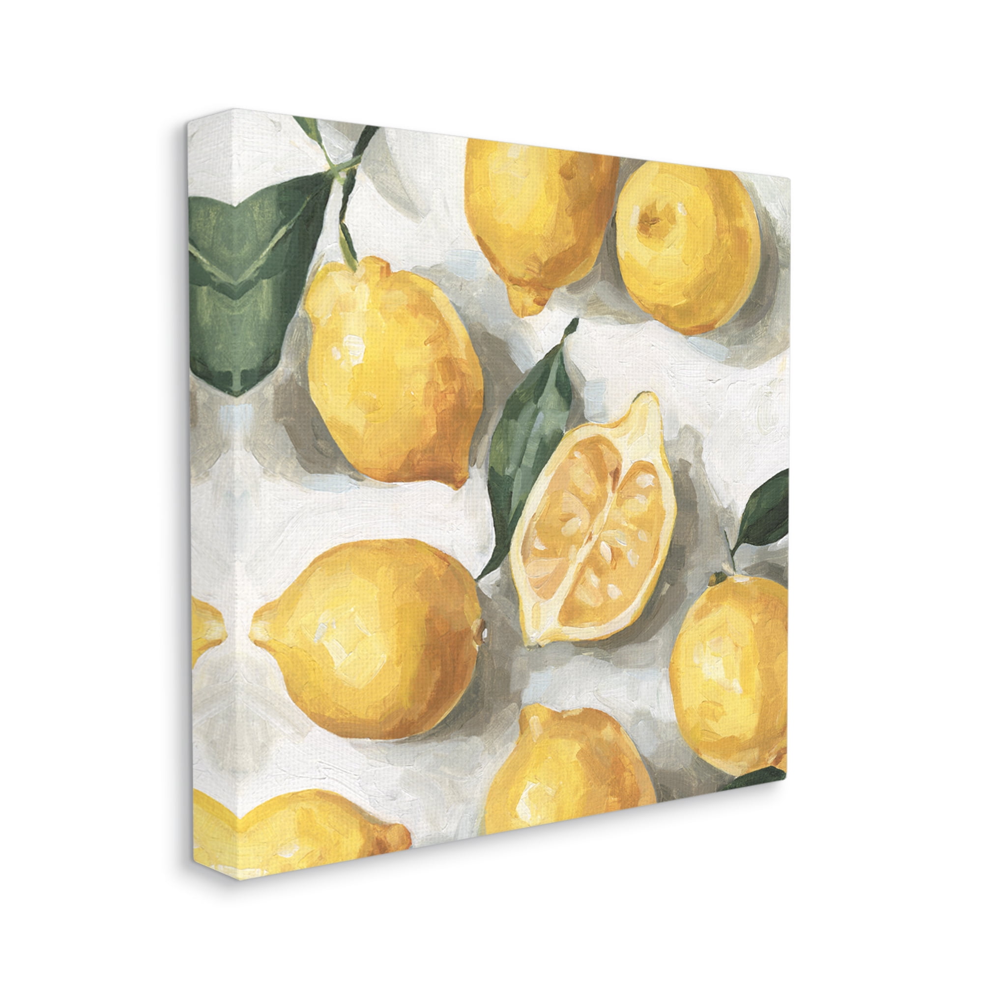 Soft Yellow Citrus Lemon Pile Over White Food & Beverage Gallery-Wrapped Canvas Print Wall Art, 17x17