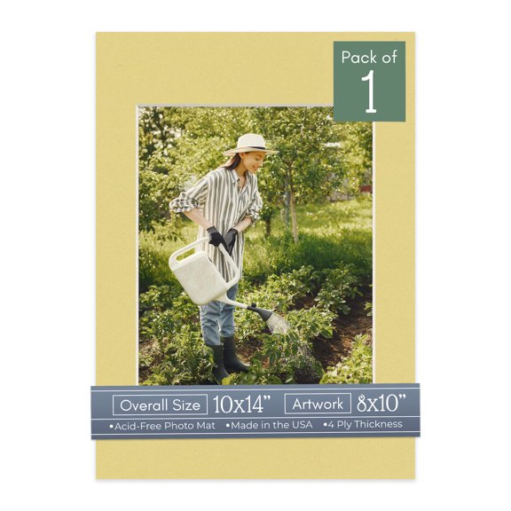 Soft Yellow Picture Frame Mat for 10x14 Frames - Fits 8x10 Photos - 1 Mat