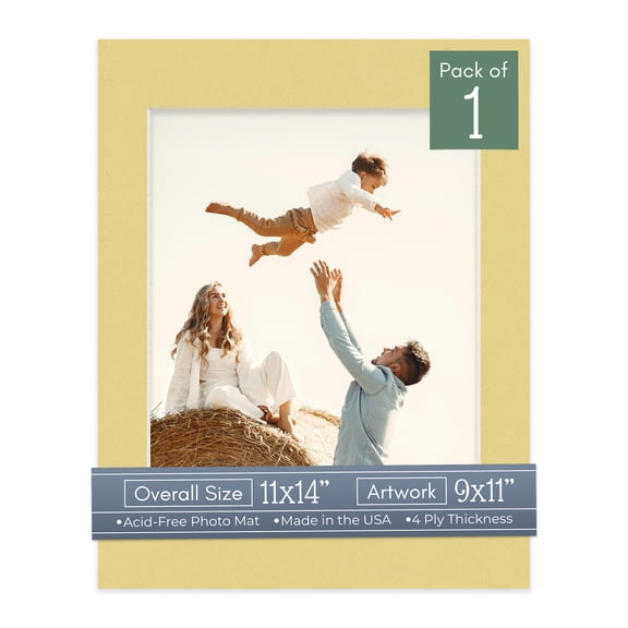 Soft Yellow Picture Frame Mat for 11x14 Frames - Fits 9x11 Photos - 1 Mat