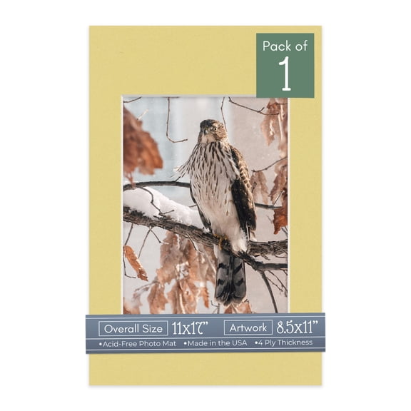 Soft Yellow Picture Frame Mat for 11x17 Frames - Fits 8.5x11 Photos - 1 Mat