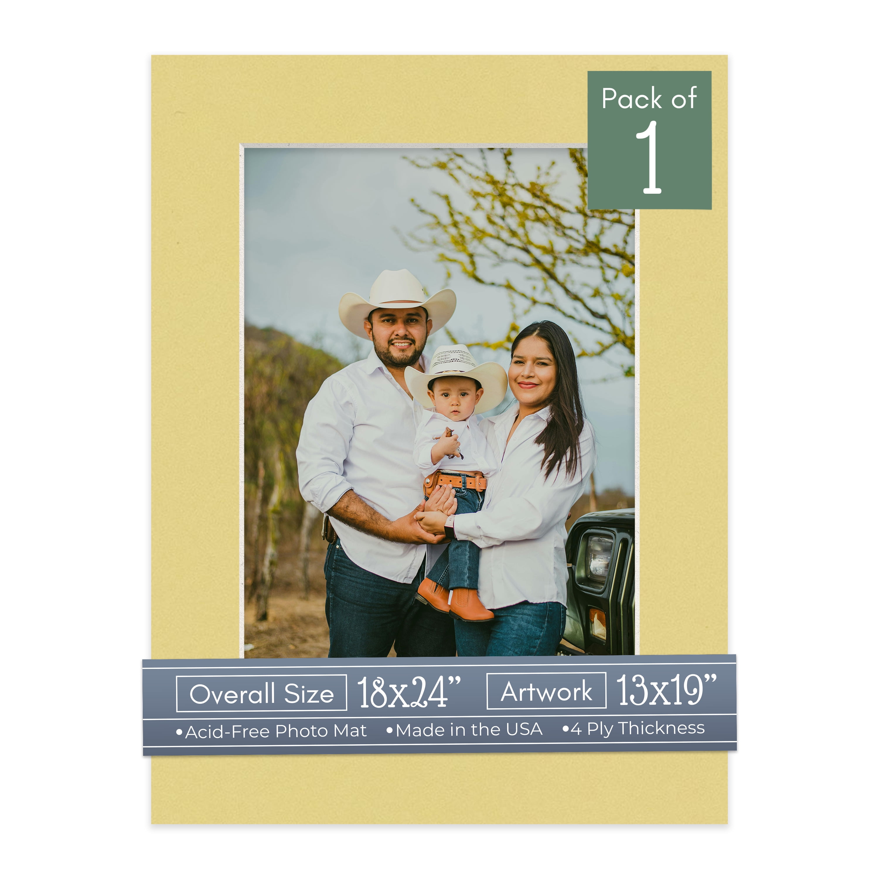 Soft Yellow Picture Frame Mat for 18x24 Frames - Fits 13x19 Photos - 1 Mat