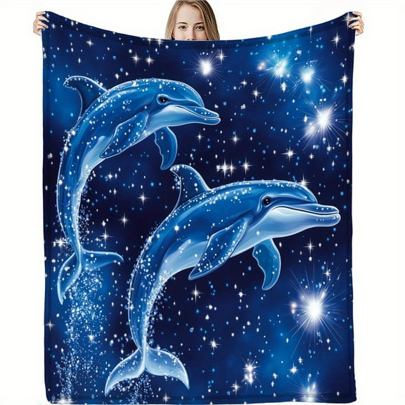 Soft and Comfortable Dolphin Blanket: Perfect for Naps, Travel, and Festive Gifting - Available in 59"x39" and 59"x51" Sizes