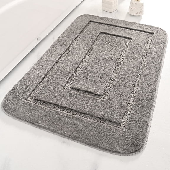 Soft and Comfortable Gray Microfiber Bath Rugs, 20 x 32 inch, Modern Decor Geometric Pattern Bathroom Mat Machine Washable