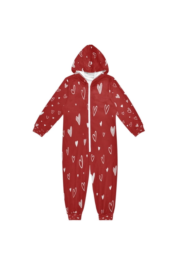 Soft and Comfortable One-Piece Pajamas Jumpsuits Beautiful Valentine's Day Heart