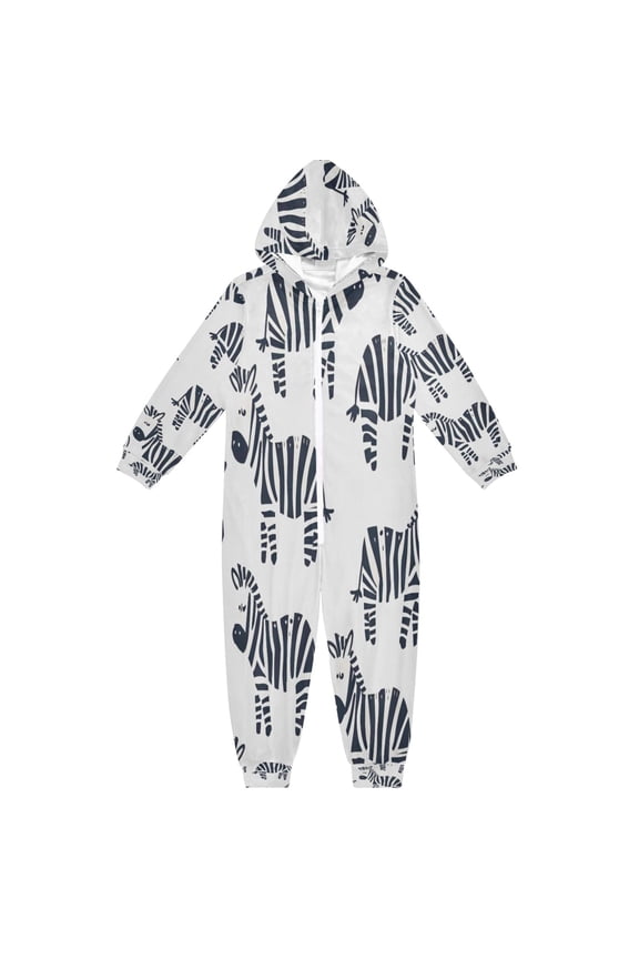 Soft and Comfortable One-Piece Pajamas Jumpsuits Black Zebra