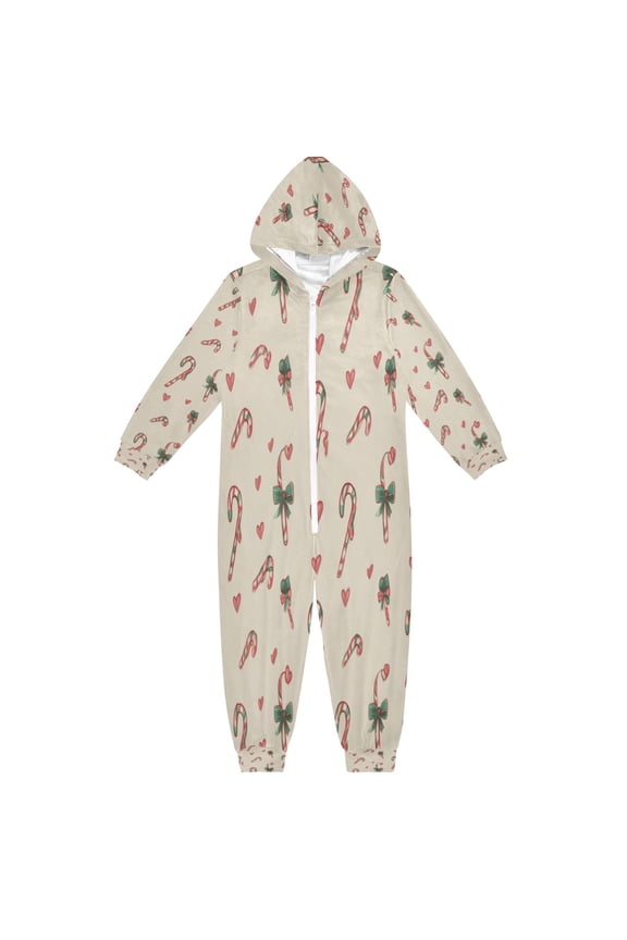 Soft and Comfortable One-Piece Pajamas Jumpsuits Christmas Candy Cane