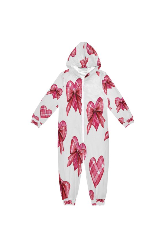 Soft and Comfortable One-Piece Pajamas Jumpsuits Cute Pink Heart