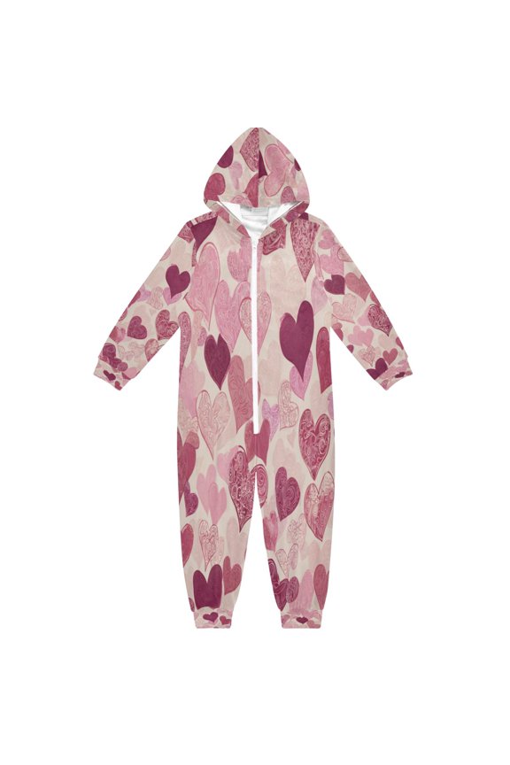 Soft and Comfortable One-Piece Pajamas Jumpsuits Gradient Heart Chart