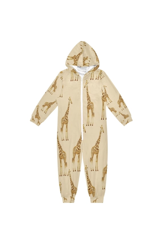 Soft and Comfortable One-Piece Pajamas Jumpsuits Pale Yellow Giraffe