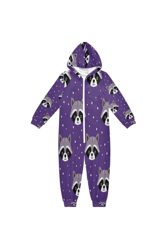Soft and Comfortable One-Piece Pajamas Jumpsuits Raccoon Face