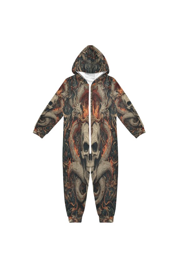 Soft and Comfortable One-Piece Pajamas Jumpsuits Skeleton Pattern