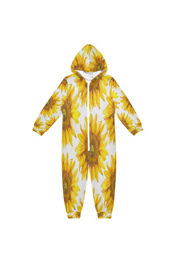 Soft and Comfortable One-Piece Pajamas Jumpsuits Sunflower Seamless