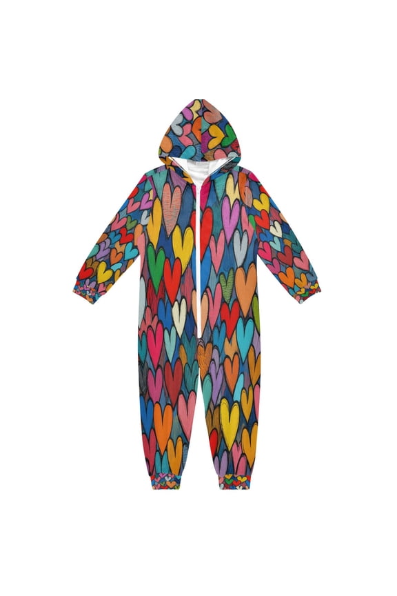 Soft and Comfortable One-Piece Pajamas Jumpsuits Valentine's Day Heart