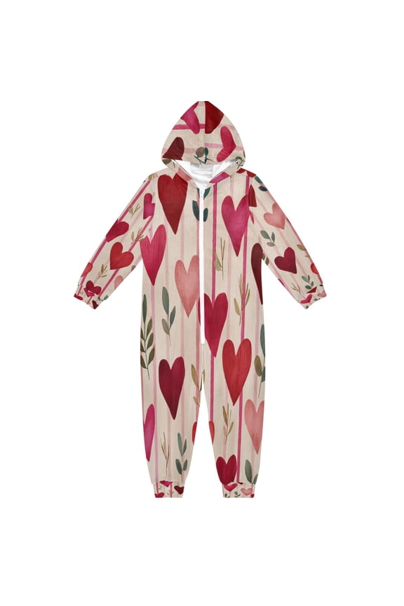 Soft and Comfortable One-Piece Pajamas Jumpsuits Vintage Valentine Art