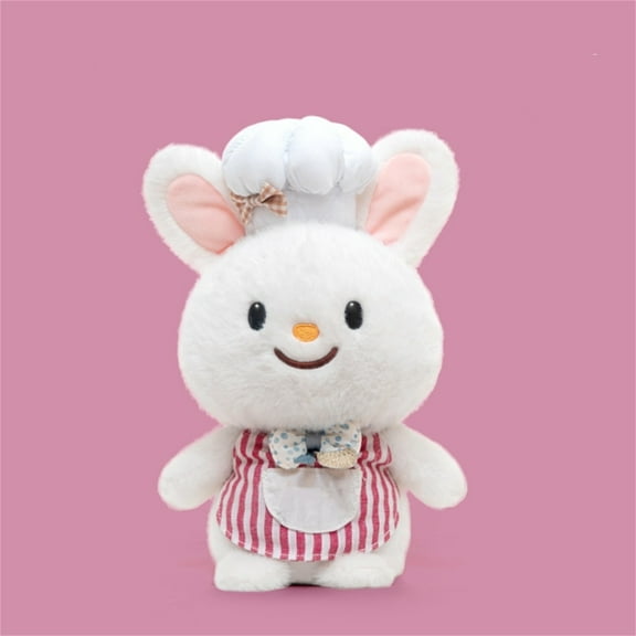 Soft and Cute Chef Series Rabbit Stuffed Animal for Children with Kitchen Theme Design Perfect for Hugging and Comforting White