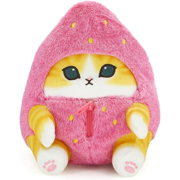 Soft and Cute Shark Cat Plush Toy Stuffed Animal (Strawberry Cat, 20cm/7.8in)