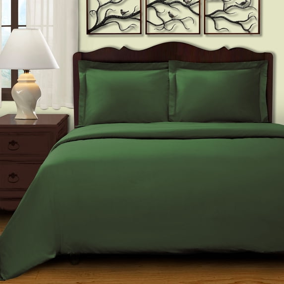 Soft and Durable Long-Staple Cotton Duvet Cover Set - Cal King, Hunter Green