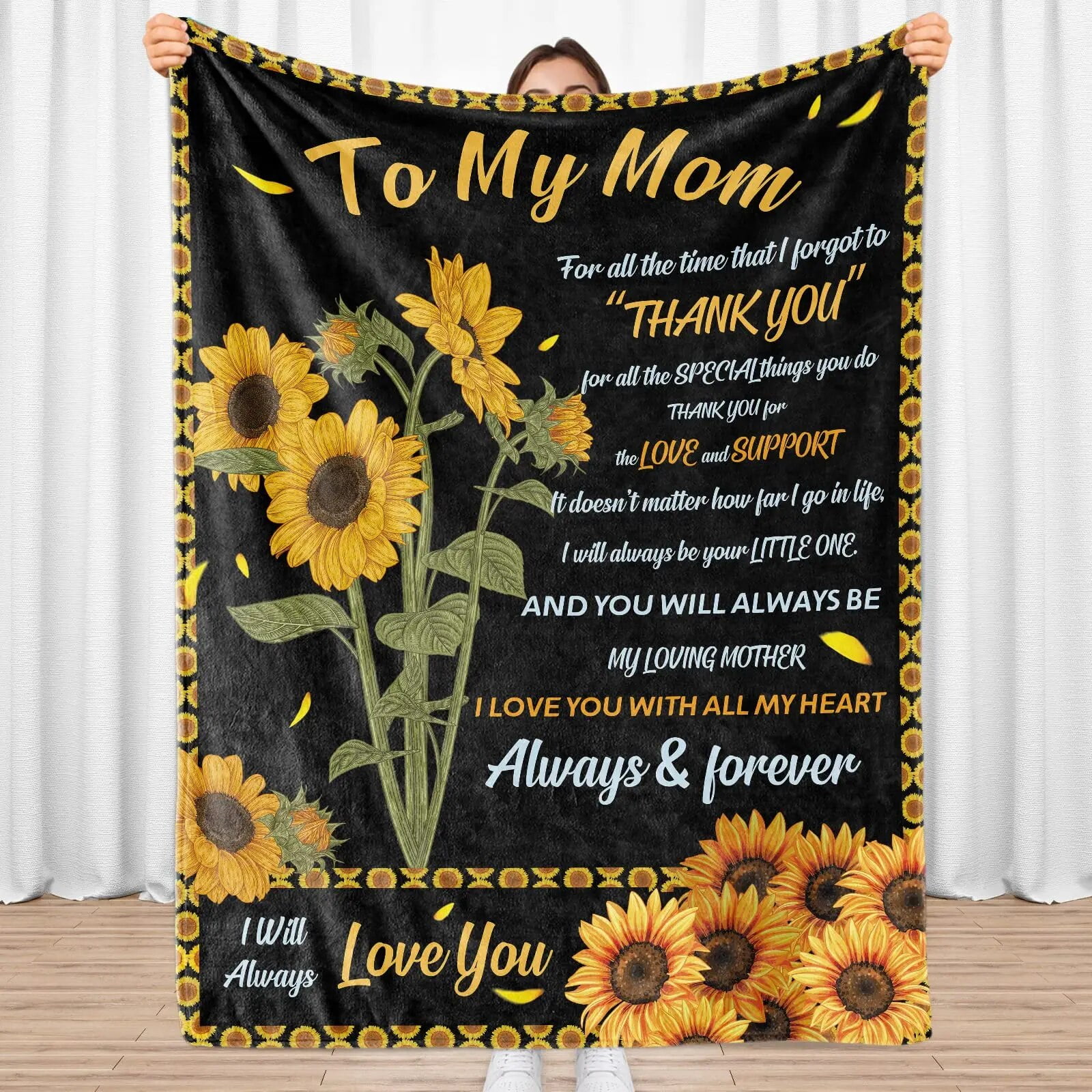 Soft and Lightweight Sunflower Fleece Blanket for Mother's Day Gift for