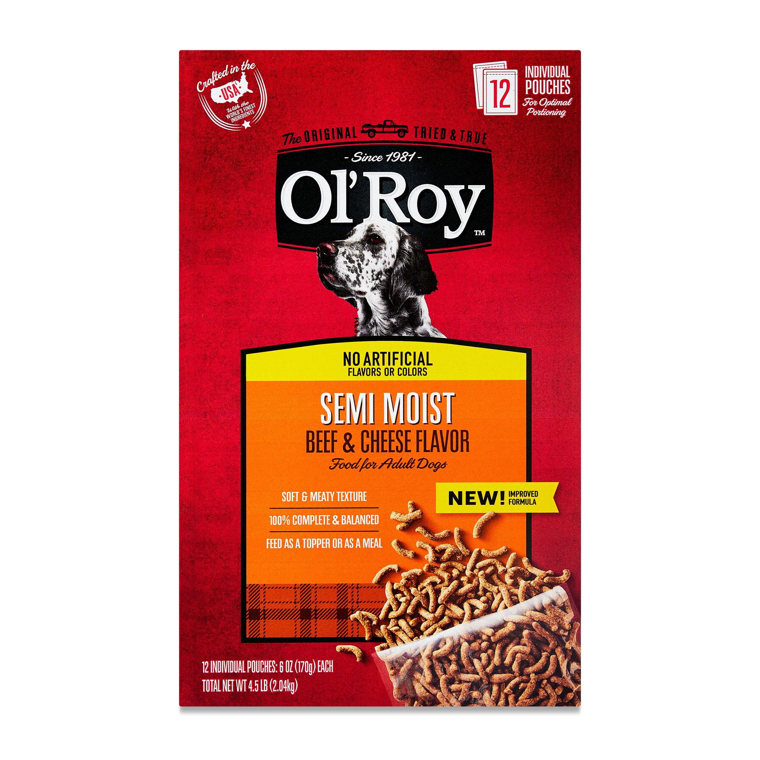 Ol' Roy Semi Moist Beef and Cheese Flavor Dog Food, 4.5 lb, 12 Pouches