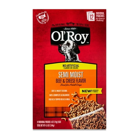 Ol' Roy Semi Moist Beef & Cheese Flavor Dog Food, 4.5 lb, 12 Pouches