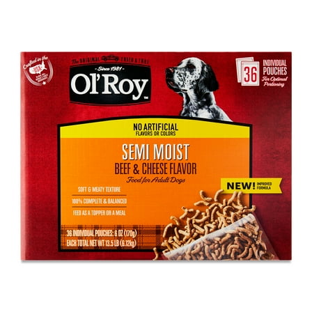 Ol' Roy Semi Moist Beef & Cheese Flavor Dog Food, 13.5 lb, 36 Pouches