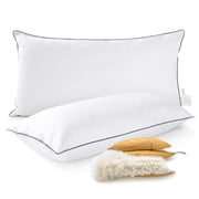 Cheer Collection Set of 2 Organic Kapok Bed Pillows and Sham Inserts with Plush Microfiber Shell - King 20" x 36"