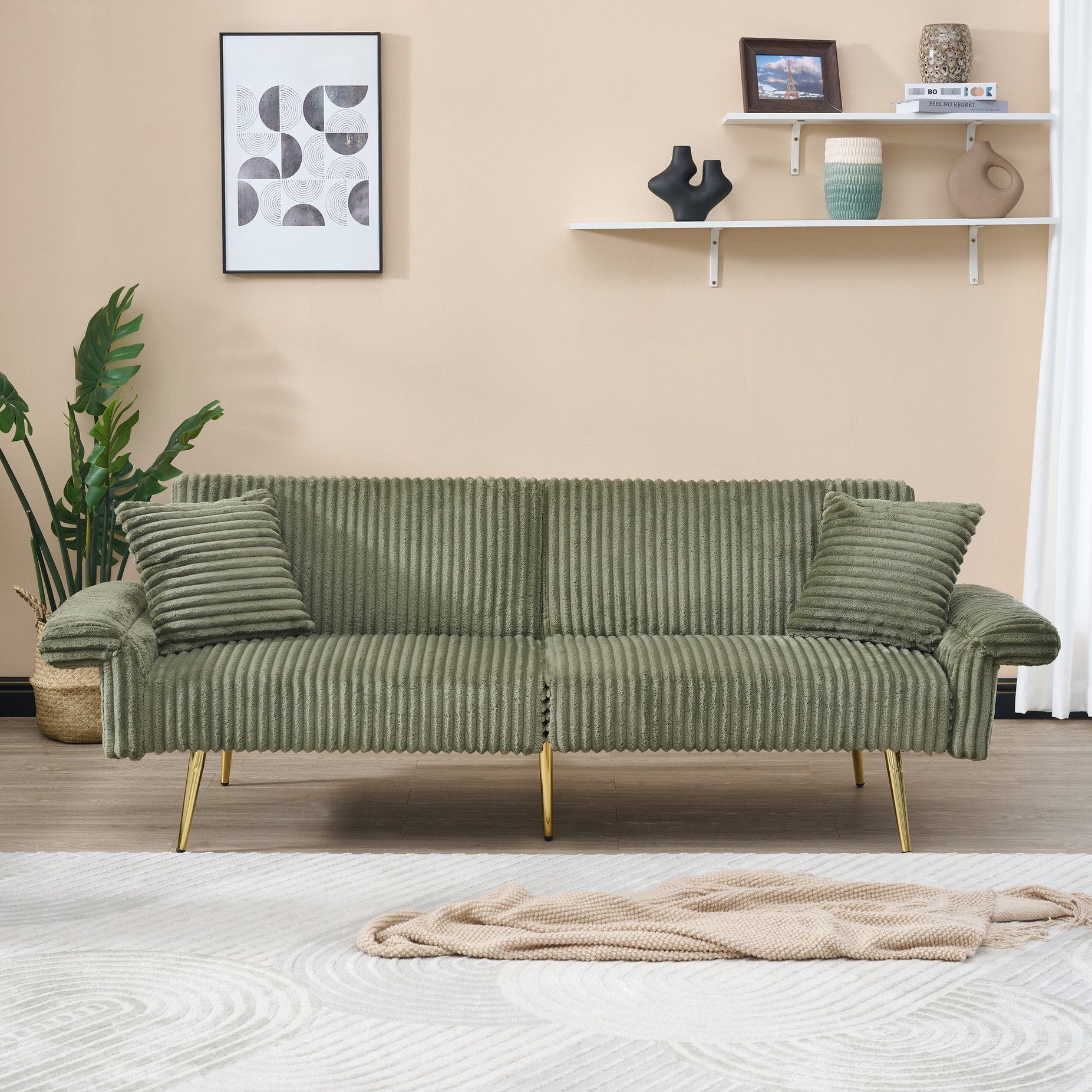 Soft and Skin-friendly Corduroy Sofa Bed | Convertible for Sofa and Bed ...